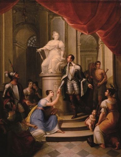 Norberto José Ribeiro - Alegoria à Instituição da Academia Nacional de Belas Artes Século XIX | Óleo sobre tela | 77x58 cm Norberto José Ribeiro - Alegoria à Instituição da Academia Nacional de Belas Artes Século XIX | Óleo sobre tela | 77x58 cm