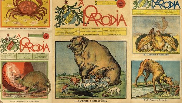 Capas do jornal A Paródia, fundado por Bordalo em 1900_Museu Bordalo Pinheiro