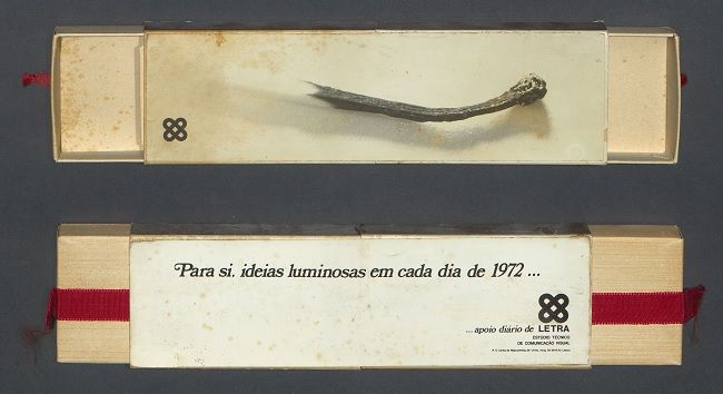 Carlos Rocha, Embalagem-oferta da Agência publicitária LETRA - Prova fotográfica sobre embalagem de cartão, 1972 Carlos Rocha, Embalagem-oferta da Agência publicitária LETRA - Prova fotográfica sobre embalagem de cartão, 1972