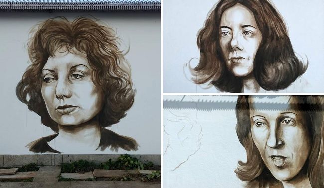 O mural dedicado às "Três Marias" pintado por Elton Hipólito em Vila Nova de Cerveira_Elton Hipólito/Instagram