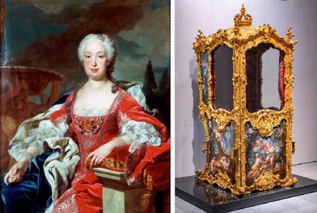 Portugal também está representado: com o retrato de D. Bárbara de Bragança, mulher do rei Fernando VI e impulsionadora da criação do Museu do Prado, e com a cadeira que esta usava para se deslocar nos jardins do palácio real.